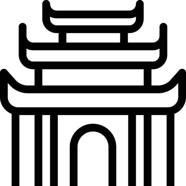 Arquitectura Antigua Asia Icono Estilo Del Esquema — Vector de stock