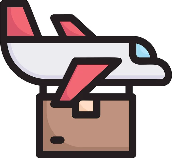 Airplane Box Delivery Icon Shipping Delivery Fulfillment Category — Stock Vector