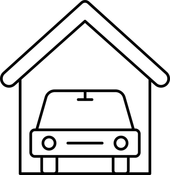 Garage Auto Casa Icona — Vettoriale Stock
