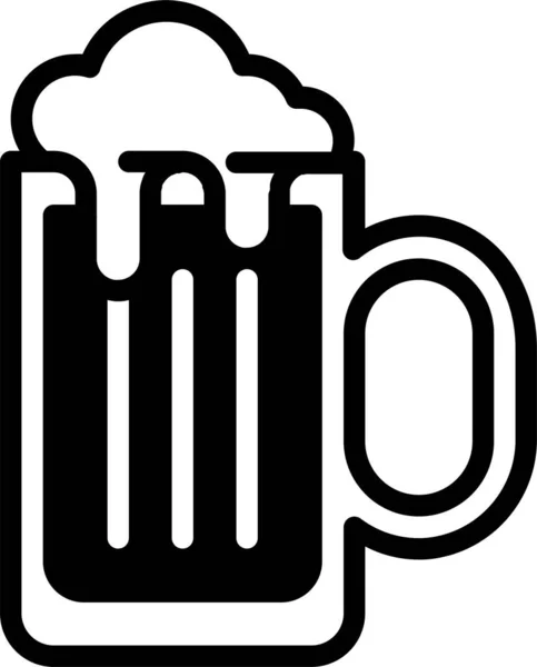 Ícone Vidro Cerveja Diversão Álcool Estilo Sólido — Vetor de Stock