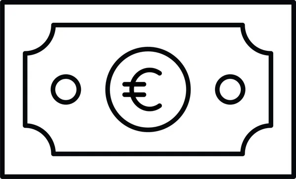 Efectivo Euro Icono Dinero Estilo Esquema — Archivo Imágenes Vectoriales