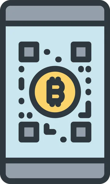 Barcode Bitcoin Cryptocurrency Icon Full Outline Style — 스톡 벡터