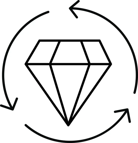 Icône Rechargement Diamant Gemme Dans Style Contour — Image vectorielle