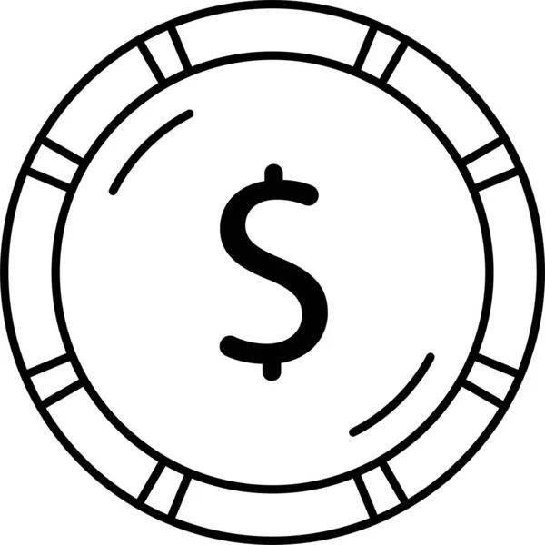 Μετρητά Κέρμα Εικονίδιο Νόμισμα Στυλ Περίγραμμα — Διανυσματικό Αρχείο