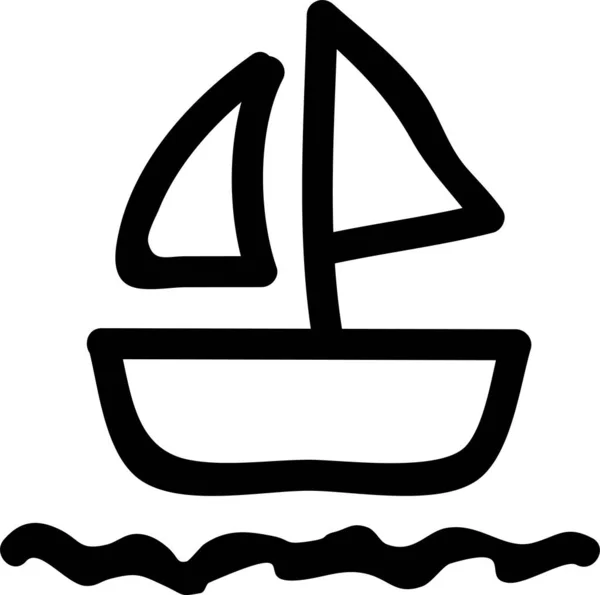 Boat Sailing Sea Icon Handdrawn Style — Stock Vector