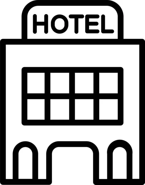 Tatil Otel Odası Simgesi Ana Hatlarıyla — Stok Vektör