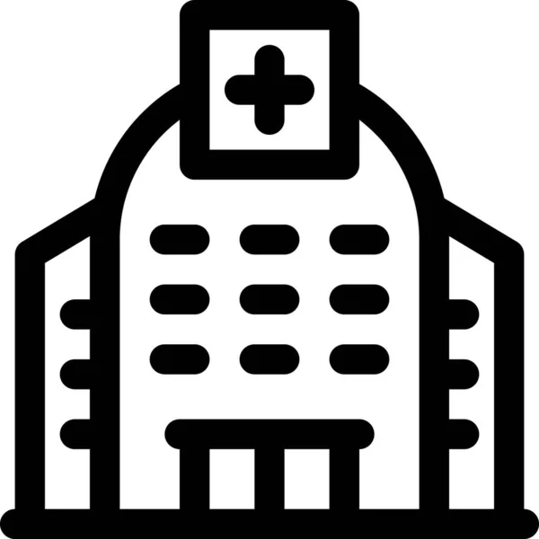 Ikona Awaryjnego Budynku Kliniki Stylu Zarysu — Wektor stockowy