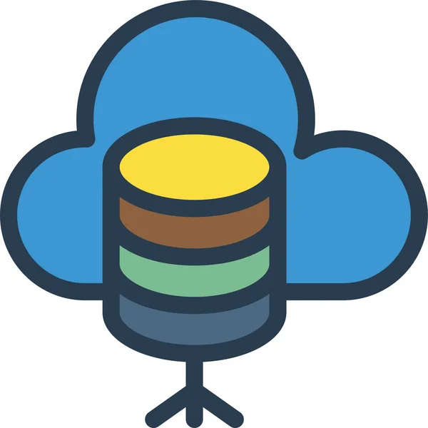 Cloud Database Mainframe Icoon Gevulde Outline Stijl — Stockvector