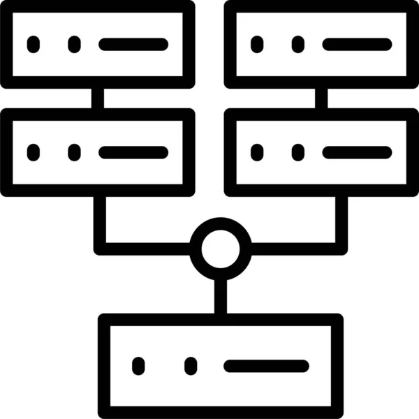 接続データベースネットワークアイコンをアウトラインスタイルで表示 — ストックベクタ