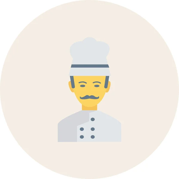 Avatar Chef Cozinheiro Ícone Estilo Plano — Vetor de Stock