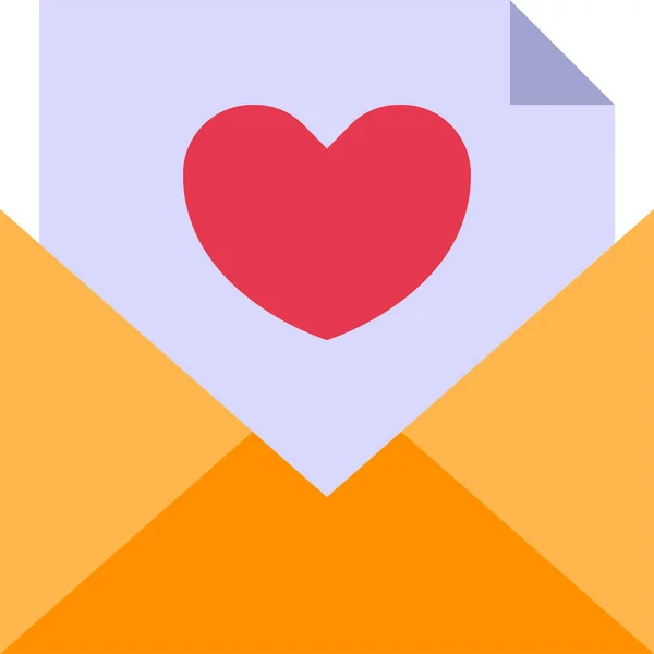 Umschlag Brief Liebe Symbol Flachen Stil — Stockvektor