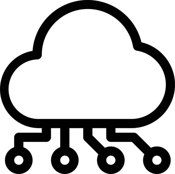 Cloud Computing Verbinding Pictogram Grote Lijnen — Stockvector