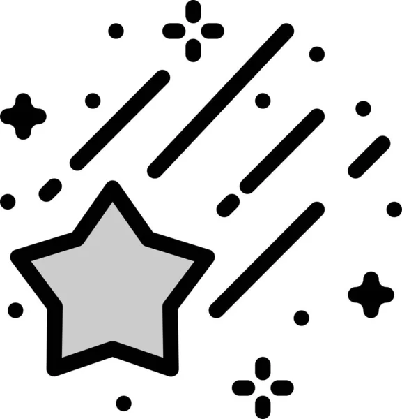 Aventura Astronomía Estrella Caída Icono Estilo Contorno Lleno — Vector de stock