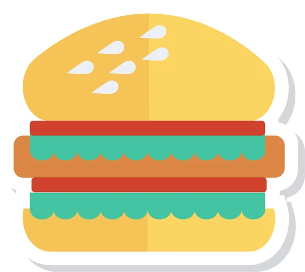 Daging Sapi Burger Ikon Dimasak Dalam Gaya Datar - Stok Vektor