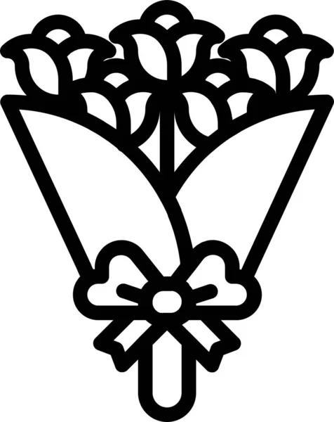 Букет Цветы Любовь Иконка Стиле Наброска — стоковый вектор