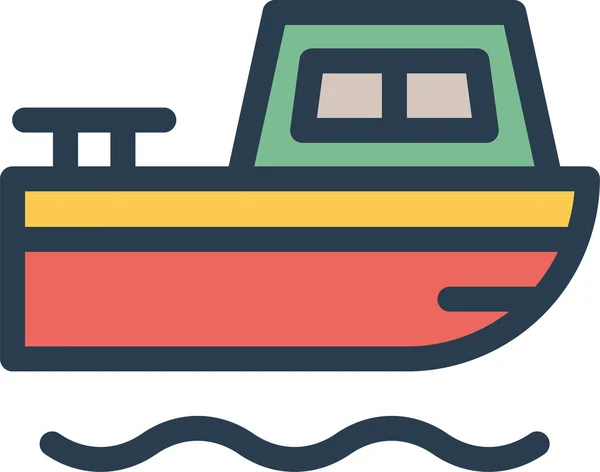 Barco Pirata Icono Del Mar Estilo Contorno Lleno — Vector de stock