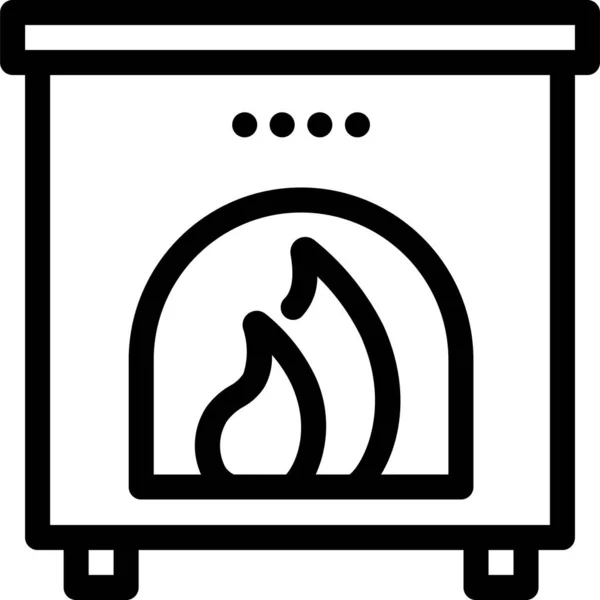 Icono Chimenea Decoración Navidad Estilo Del Esquema — Vector de stock