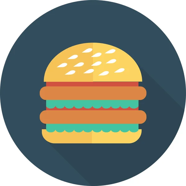 Colazione Hamburger Icona Fastfood Stile Long Shadow — Vettoriale Stock