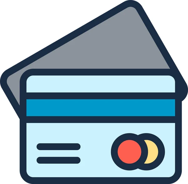 Ícone Débito Crédito Cartão Estilo Esboço Preenchido — Vetor de Stock