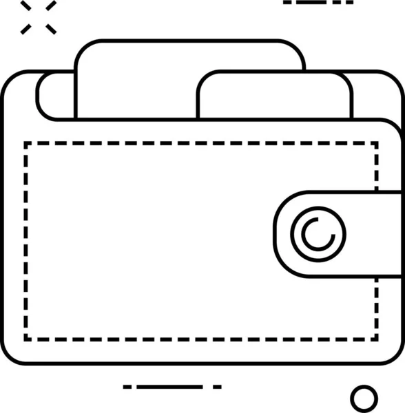 Cash Portemonnee Besparen Pictogram Omtrek Stijl — Stockvector