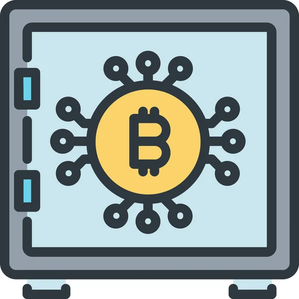 Ícone Digital Criptomoeda Bitcoin Estilo Esboço Preenchido —  Vetores de Stock
