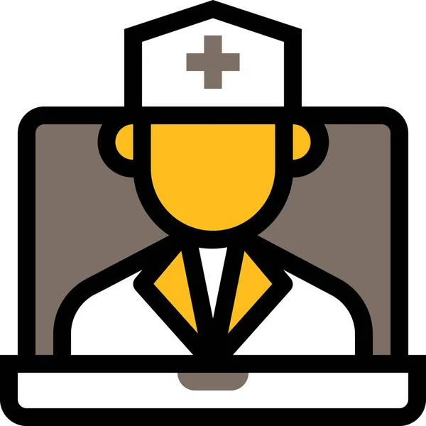 Online Healthcare Medical Hospital Icon Filled Outline Style — Stock Vector