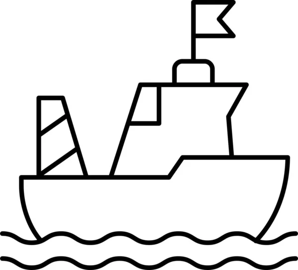 船型游轮图标 轮廓式 — 图库矢量图片