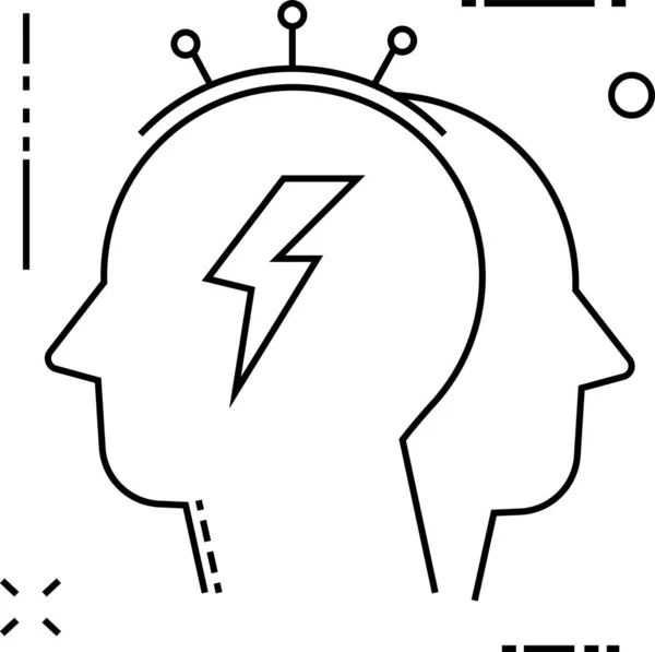 Cerveau Flash Icône Mentale Dans Style Contour — Image vectorielle