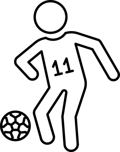 Jeu Football Icône Coup Pied Dans Style Contour — Image vectorielle