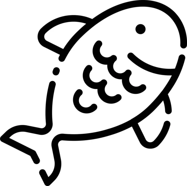Animální Plážové Ryby Ikona Stylu Osnovy — Stockový vektor
