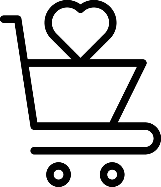 Cart Favorite Heart Icon Outline Style — Stock Vector