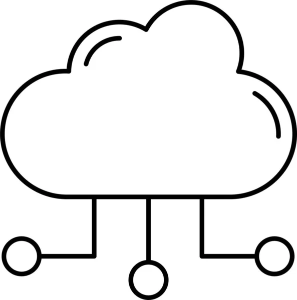 Icône Réseau Cloud Computing Dans Style Contour — Image vectorielle