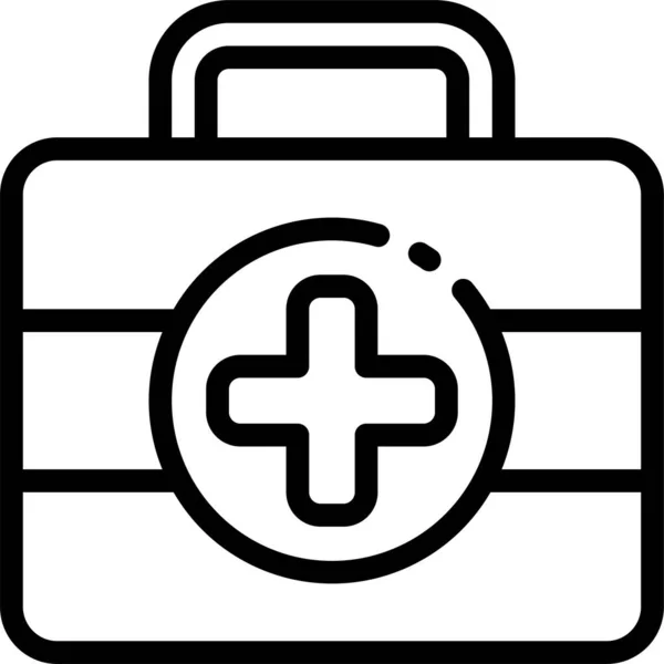 Caja Icono Primeros Auxilios Emergencia Estilo Del Esquema — Vector de stock