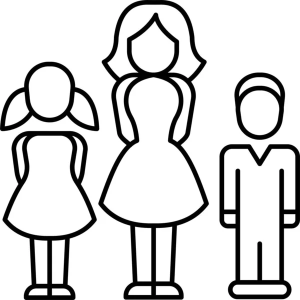 Avatar Enfant Icône Famille Dans Style Contour — Image vectorielle