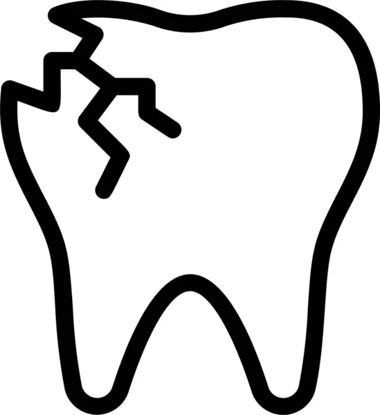 Pęknięte Zęby Uszkodzone Ikona Opieki Stomatologicznej — Wektor stockowy