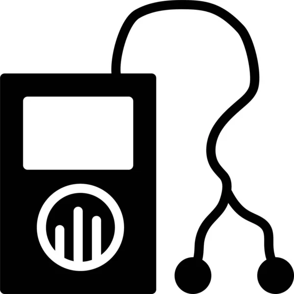 Fone Ouvido Áudio Mp3 Ícone Estilo Sólido — Vetor de Stock