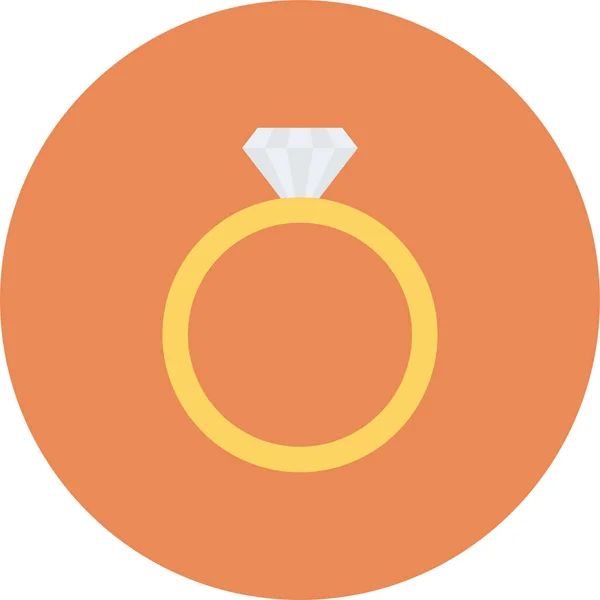 Diamante Diamondring Icono Oro Estilo Plano — Vector de stock