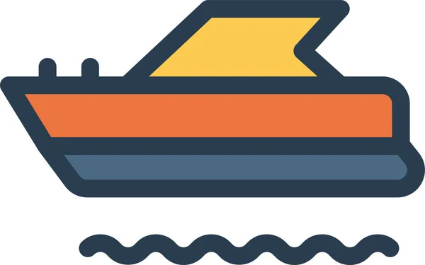 Boot Zeeschip Icoon Gevulde Outline Stijl — Stockvector