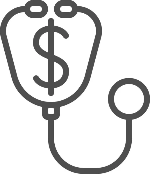 Stethoscope Health Insurance Dollar Icon Outline Style — Stock Vector