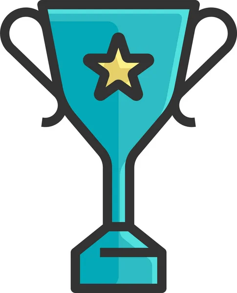 Βραβείο Κύπελλο Πρωτάθλημα Εικονίδιο Στυλ Γεμάτο Περίγραμμα — Διανυσματικό Αρχείο