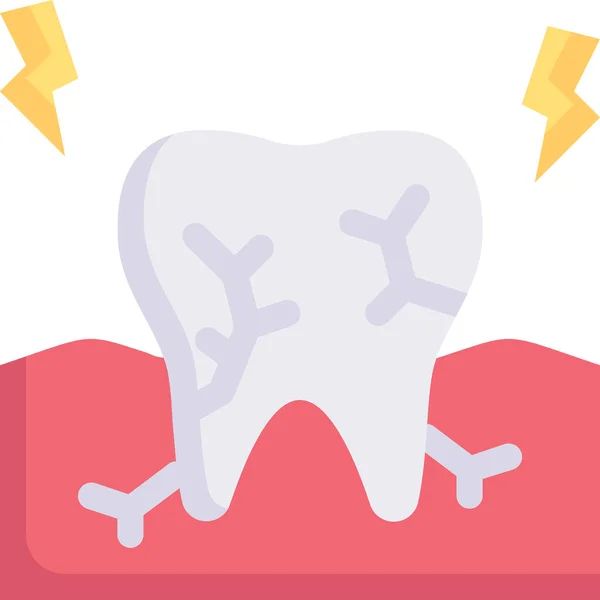 Dent Fissurée Cassée Icône Soins Dentaires — Image vectorielle