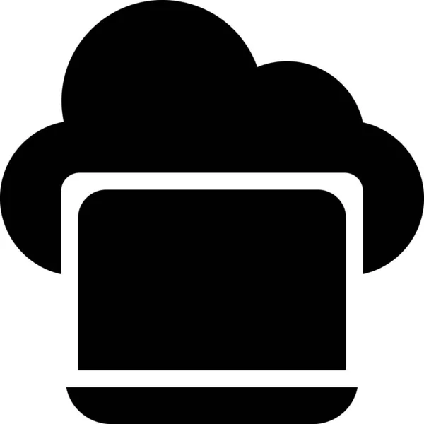 Ikona Laptopa Chmurze Solidnym Stylu — Wektor stockowy