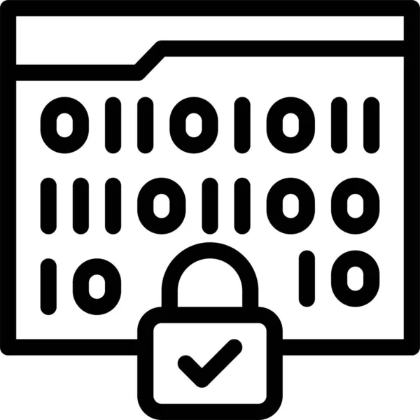 Code Encryption Icône Dans Style Contour — Image vectorielle