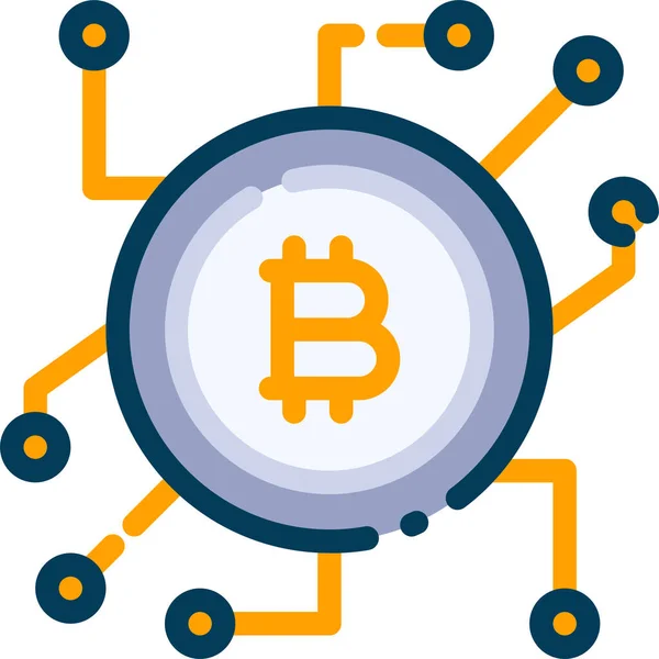 Ikona Monety Biznesowej Bitcoin Stylu Filled Outline — Wektor stockowy