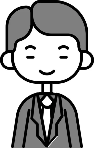 Avatar Boy Businessman Icon Filled Outline Style — 图库矢量图片