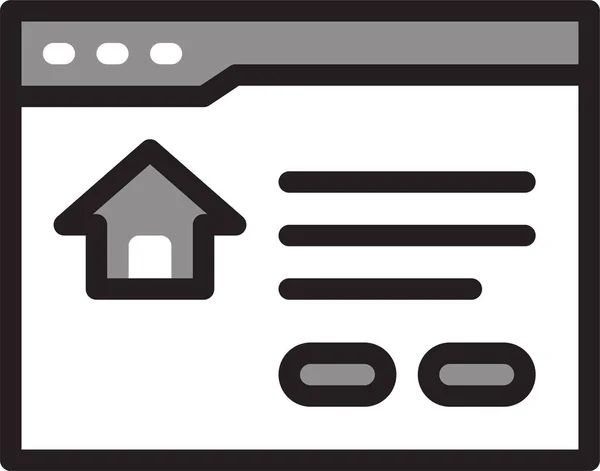 Browser Home House Icon Ausgefüllten Outline Stil — Stockvektor