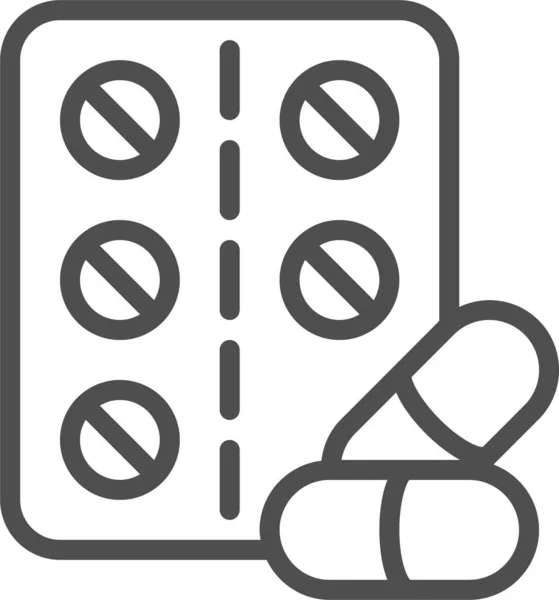Blisterverpackung Medikamente Medizin Symbol Der Kategorie Krankenhäuser Gesundheitswesen — Stockvektor