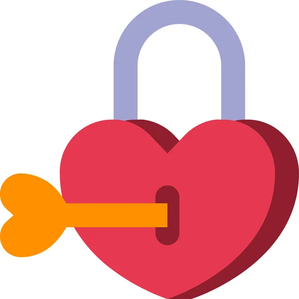 Srdce Klíč Zámek Láska Ikona Plochém Stylu — Stockový vektor