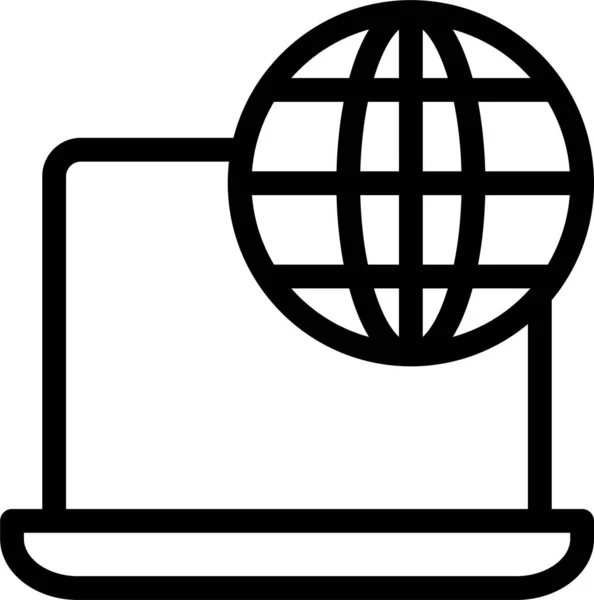 Icona Internet Del Computer Del Browser Stile Outline — Vettoriale Stock