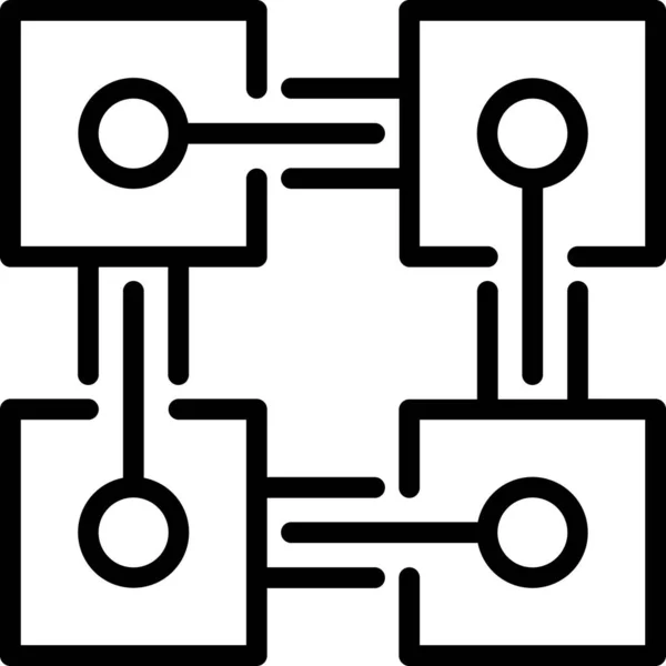 Bitcoin Μπλοκ Εικονίδιο Blockchain Στυλ Περίγραμμα — Διανυσματικό Αρχείο